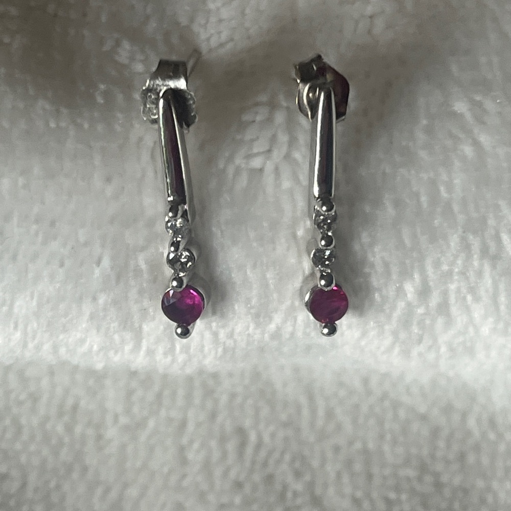 White gold ruby earrings